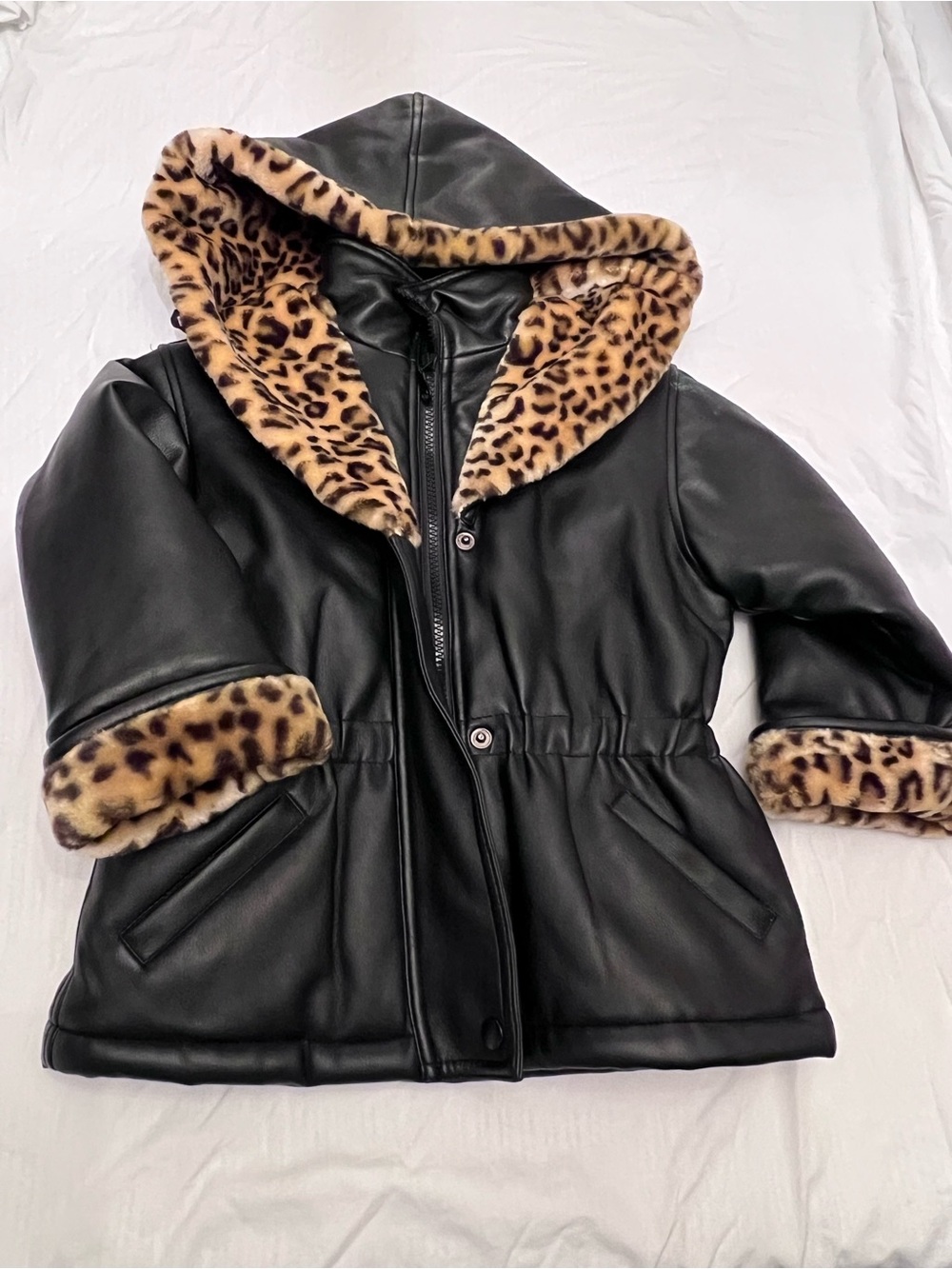 Big Chill Toddler Girls Faux Leather Hooded Winter Jacket / Coat - Size 4T